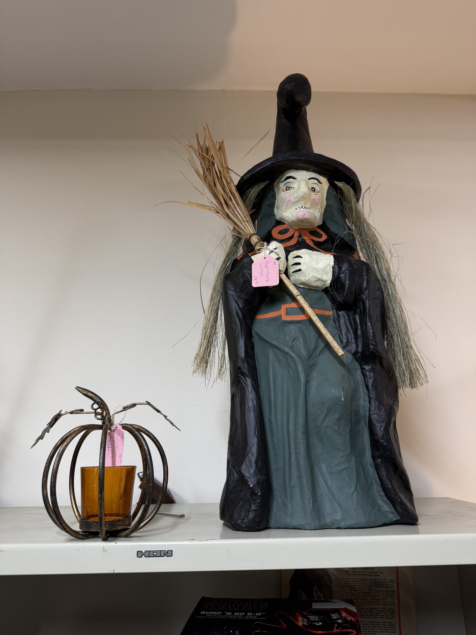 Paper Mache Witch on shelf